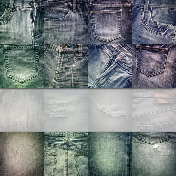 Collage set van jeans achtergrond met leeg voor tekst — Stockfoto