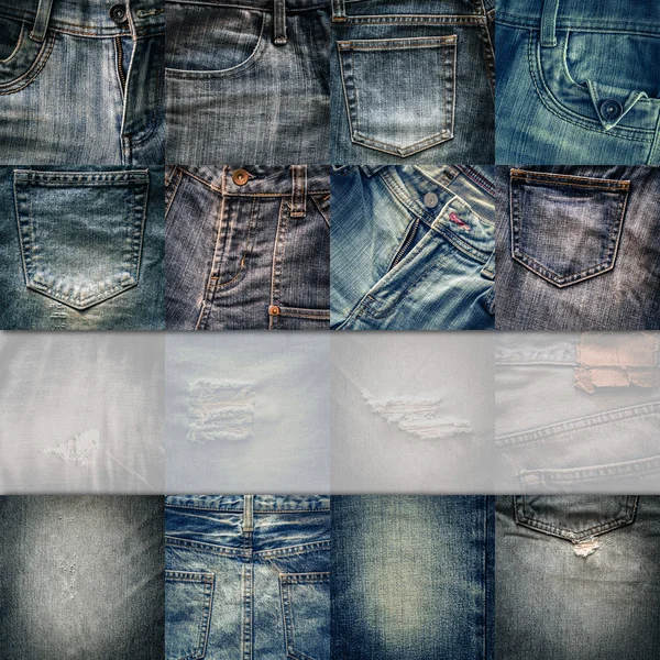 Collage set van jeans achtergrond met leeg voor tekst — Stockfoto