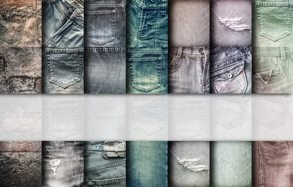 Collage set van jeans achtergrond — Stockfoto