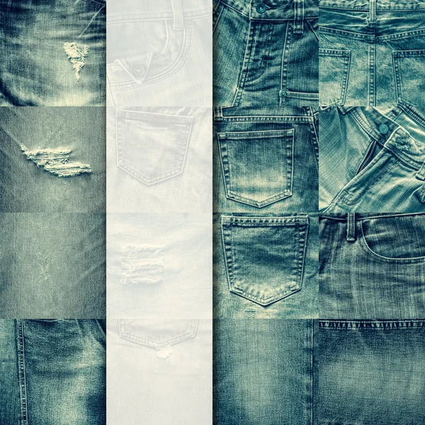 Collage set of jeans background with blank for text — Stock Photo, Image