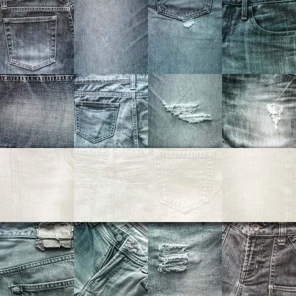 Collage set van jeans achtergrond met leeg voor tekst — Stockfoto