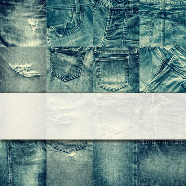 Collage set van jeans achtergrond met leeg voor tekst — Stockfoto