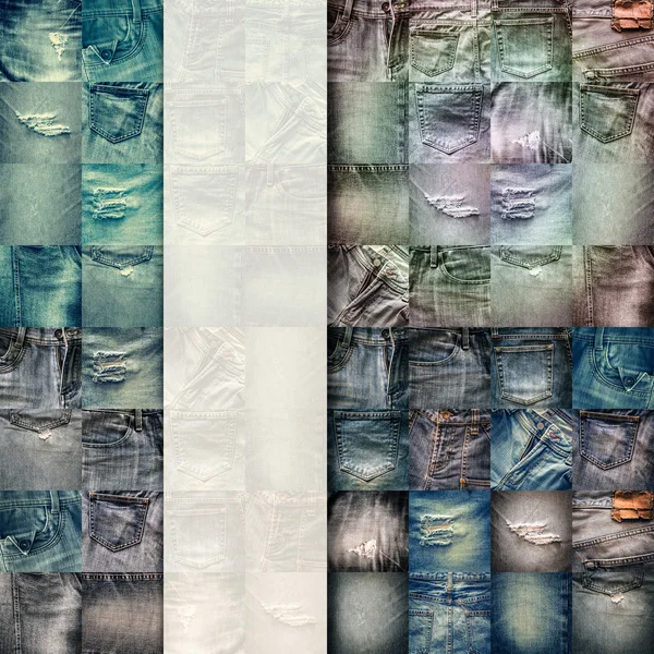 Collage set van jeans achtergrond met leeg voor tekst — Stockfoto