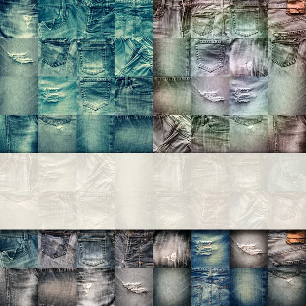 Collage set van jeans achtergrond met leeg voor tekst — Stockfoto