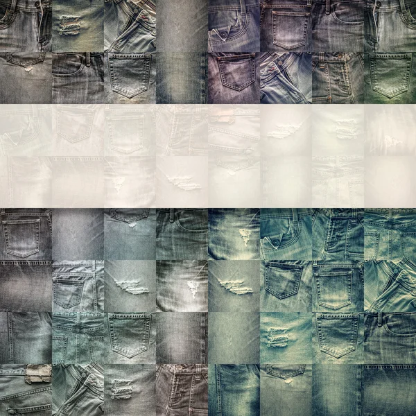 Collage set van jeans achtergrond met leeg voor tekst — Stockfoto