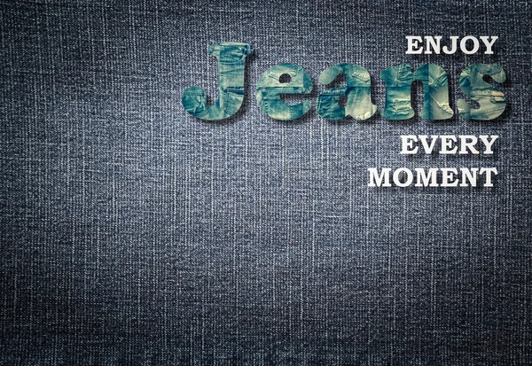 Jeans word på denim bakgrund — Stockfoto