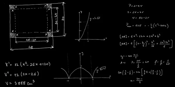 Matematiksel formüller ve grafikler kabataslak - vektör çizim
