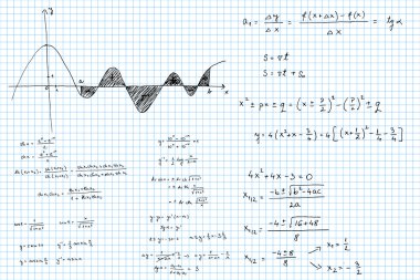 Matematiksel formüller ve grafikler kabataslak - vektör çizim