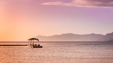 Makarska, Dalmaçya, Hırvatistan deniz güzel gün batımı