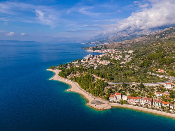 Increíble Vista Las Playas Makarska Rivera Con Apartamentos Podgora Caklje — Foto de Stock