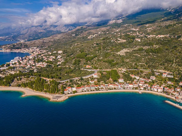 Vista Incrível Nas Praias Makarska Rivera Com Apartamentos Podgora Caklje — Fotografia de Stock