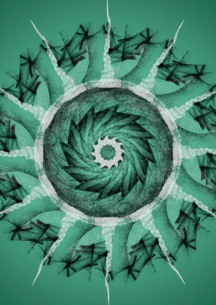 Groen Zwart Mandala Achtergrond Abstracte Kunst Bloemenpatroon Heilige Geometrie — Stockfoto