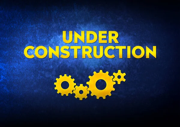 Construction Sign Modern Typography Gear Wheels — Stock Photo, Image