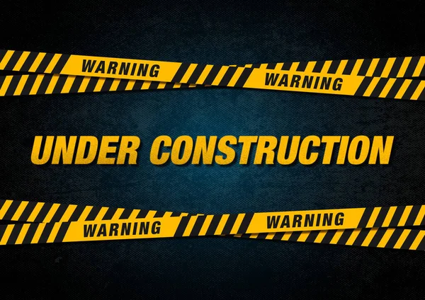 舗装上の注意と危険リボンと建設標識の下で背景 — ストック写真