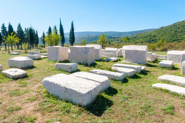 Många monumentala medeltida gravstenar ligger utspridda i Hercegovina — Stockfoto