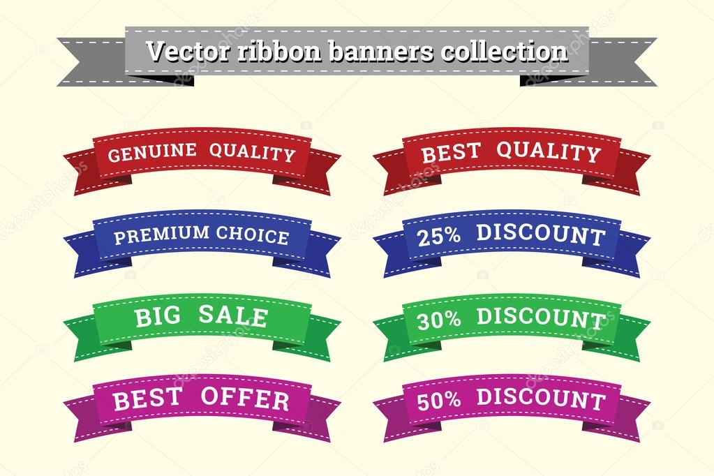 Ribbon banners vector collection templates for design work