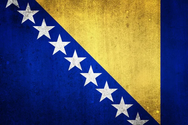 Nationalflagge von Bosnien und Herzegowina. Grunzeffekt. — Stockfoto