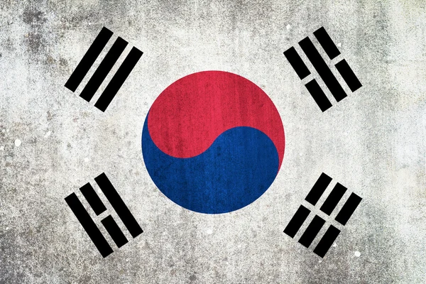 Nationalflagge Südkoreas. Grunzeffekt. — Stockfoto