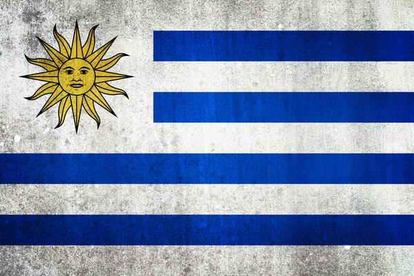 National flag of Uruguay. Grungy effect. — Stock Photo, Image