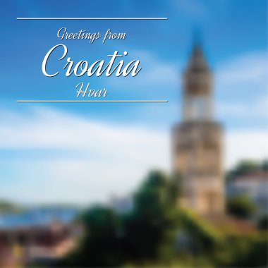 Hırvatistan kartpostal bulanık görüntü arka ile selamlar
