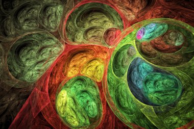 Olağandışı yapısı daha küçük yapıları ve şekiller oluşur. Soyut renkli fraktal doku.