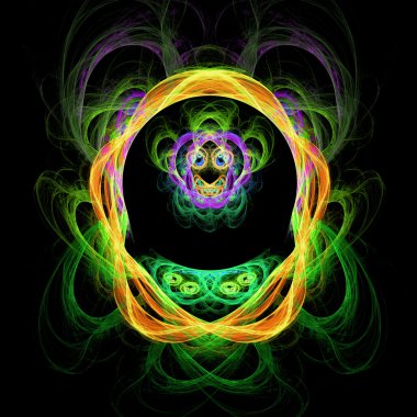 Maymun'ın kafası benzeyen soyut fraktal renkli yapısı