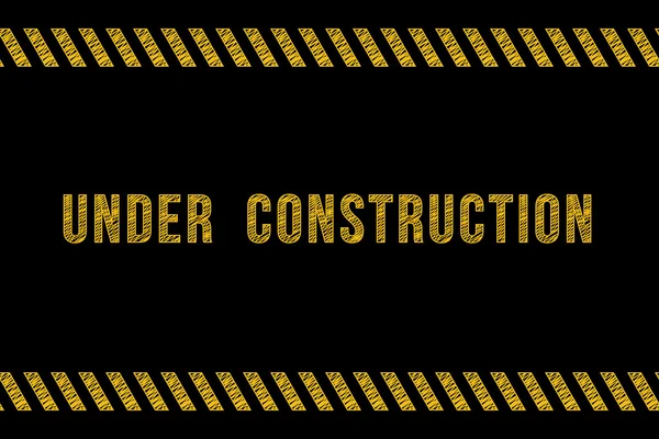 Señal de carretera en construcción en amarillo sobre negro con rayas — Vector de stock