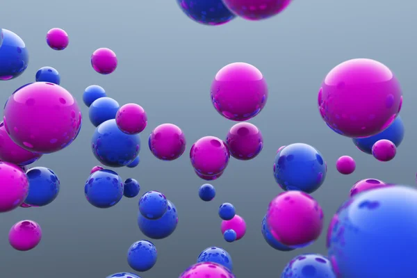 Floating blue and pink balls. 3D render image. — Stock Photo, Image