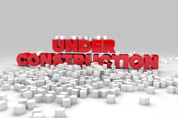 Under construction sign with blocks of cubes. 3D render image. — Stock Photo, Image