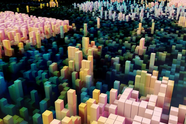 Барвисте поле кубічних стовпчиків, які складають абстрактну сутність . — стокове фото