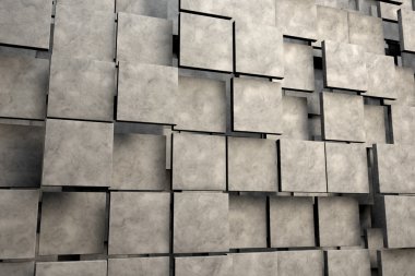 taş dokulu kahverengi kare plakaların alan. 3D render resim