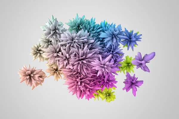 Forma abstracta 3d en muchos colores que se asemeja a la flor —  Fotos de Stock