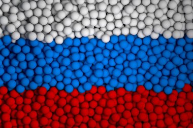 Many small colorful balls that form national flag of Russia