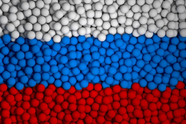 Banyak bola kecil berwarna-warni yang membentuk bendera nasional Rusia — Stok Foto
