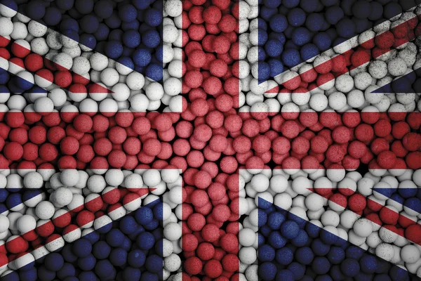 Muitas pequenas bolas coloridas que formam a bandeira nacional do Reino Unido — Fotografia de Stock