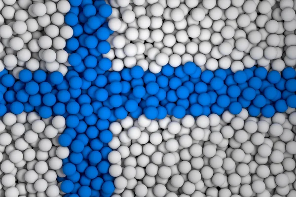 Muitas pequenas bolas coloridas que formam a bandeira nacional da Finlândia — Fotografia de Stock