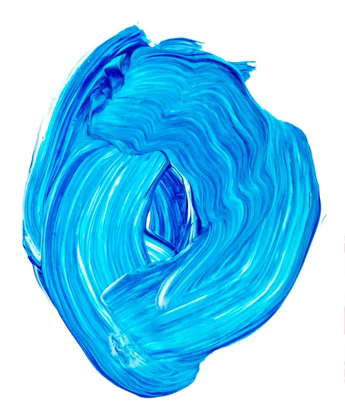 블루 톤에 아크릴 페인트 배경입니다. 추상 얼룩과 붓. — 스톡 사진