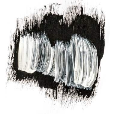 Siyah ve beyaz soyut fırça darbeleri akrilik boya