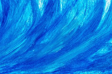Akrilik boyalar arka planda mavi tonları. Soyut dalgalar ve deniz Tema.