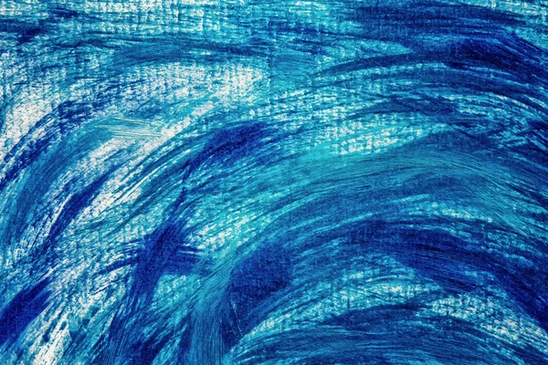 Pinturas acrílicas de fondo en tonos azules. Ondas abstractas y tema del mar . — Foto de Stock