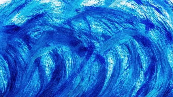 Pinturas acrílicas de fondo en tonos azules. Ondas abstractas y tema del mar . —  Fotos de Stock