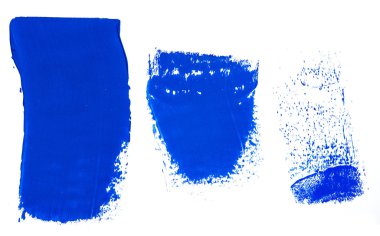 Akrilik boyalar arka planda mavi tonları. Soyut şekiller ve dokular.