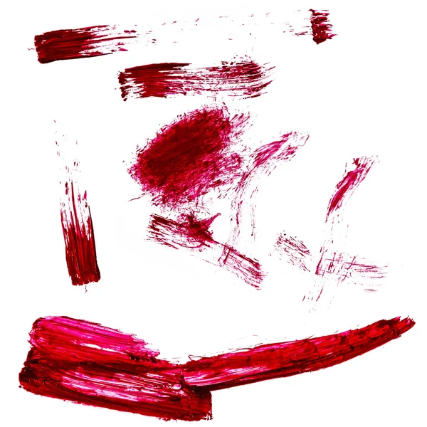 红色抽象手绘亚克力画笔描边和飞溅 — 图库照片