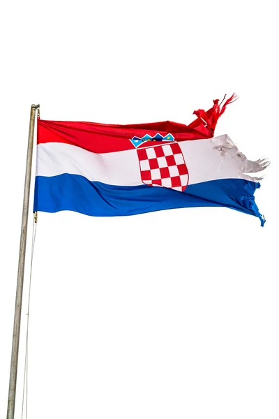 Drapeau national déchiré de la Croatie — Photo