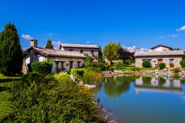 Newly built vintage village, ethno village in Herzegovina with an artificial lake — Stock Photo, Image