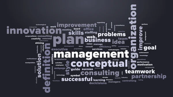 MANAGEMENT word cloud. Dark blue tag cloud. Vector graphics illustration. — Stock Vector