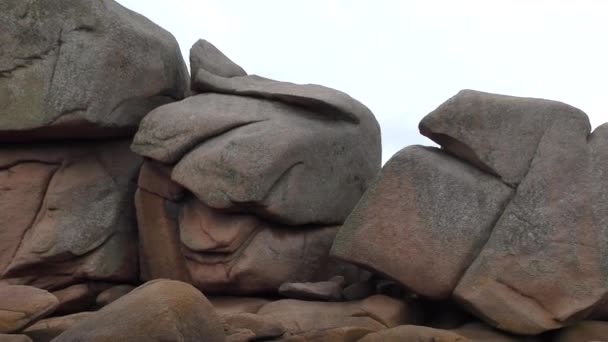 Walk Pink Granite Coast Ploumanach Brittany France Its Amazing Pink — Stock Video