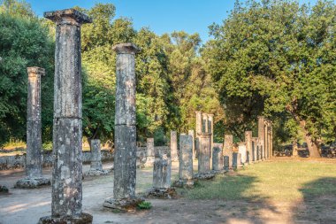 Yunanistan 'daki Olympia arkeoloji sahasında jimnastik veya Palaestra.