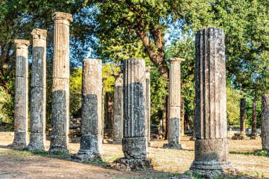 Yunanistan 'daki Olympia arkeoloji sahasında jimnastik veya Palaestra.