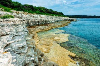 Breathtaking View on the Rocky Cliffs and Coast of Brijuni Island, Istria, Croatia